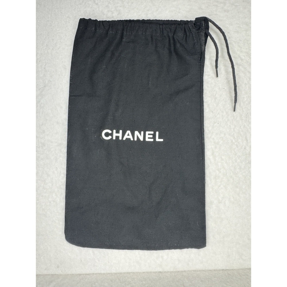 Authentic CHANEL Dust Bag Black Logo Luxury Travel Drawstring Storage‎ Bag 12x7